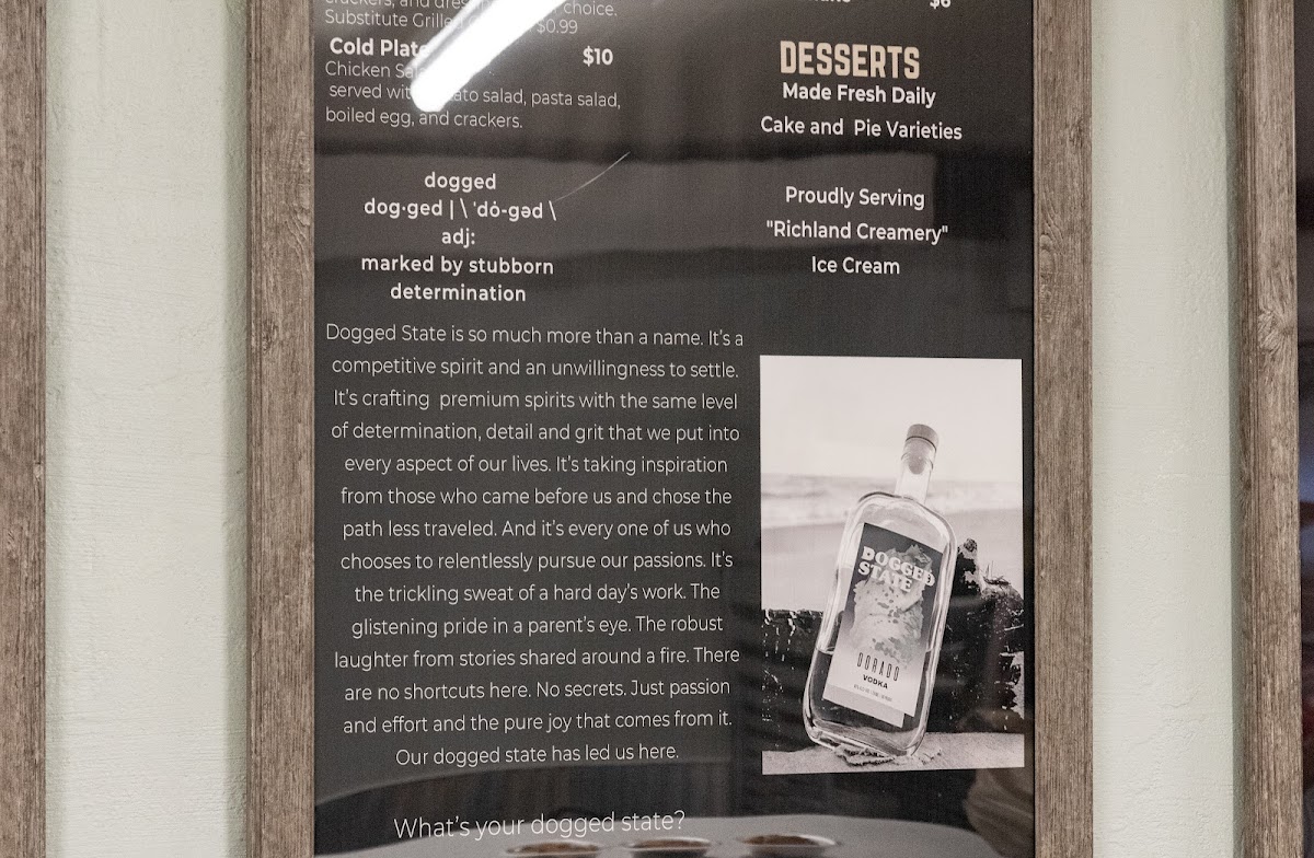 Menu Dogged State Distilling Co. Diner-10