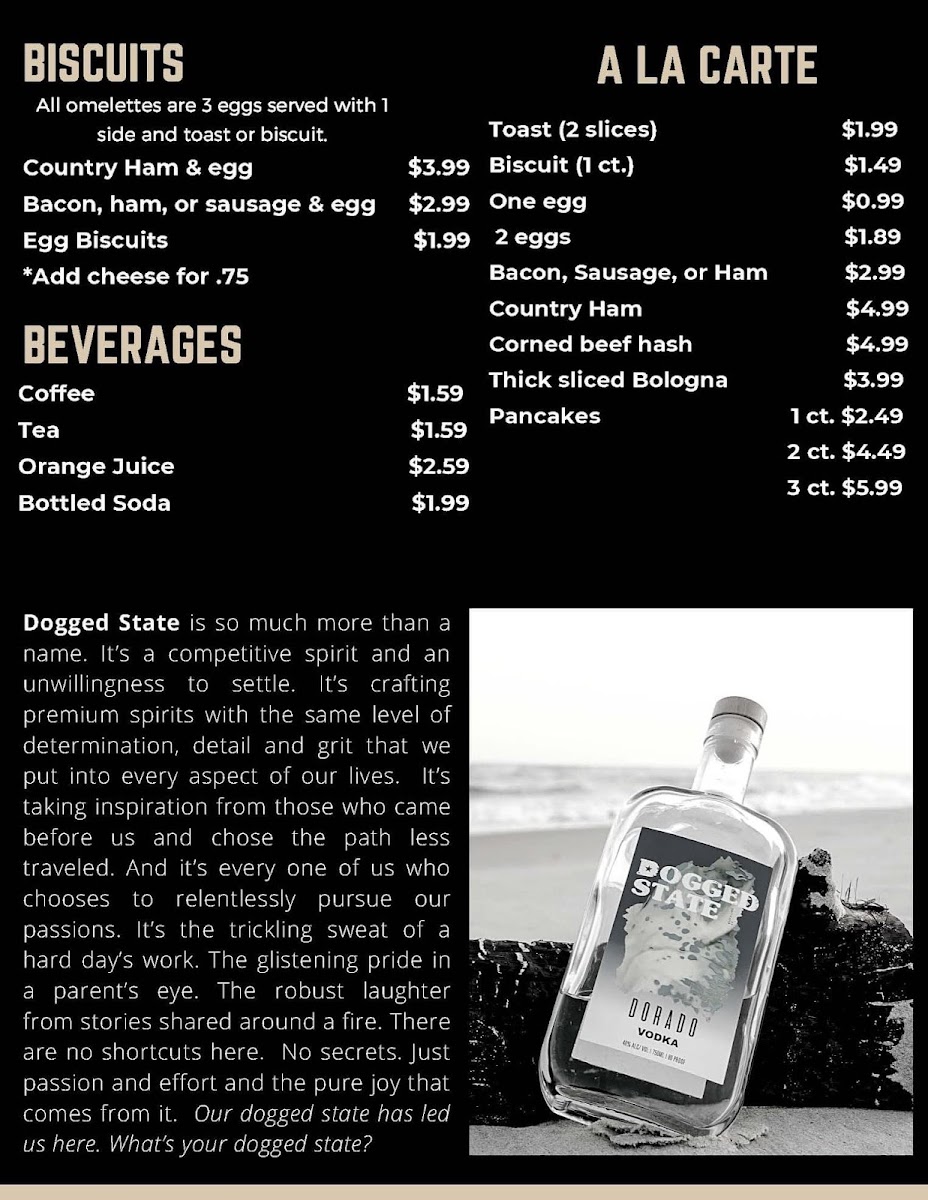 Menu Dogged State Distilling Co. Diner-4