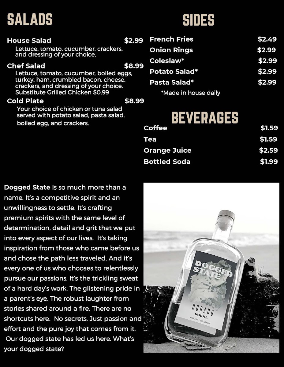 Menu Dogged State Distilling Co. Diner-5